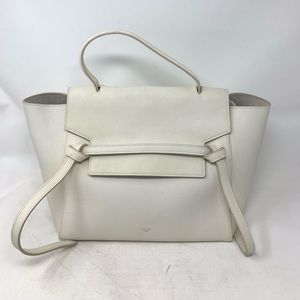 Celine white leather 2 way handbag